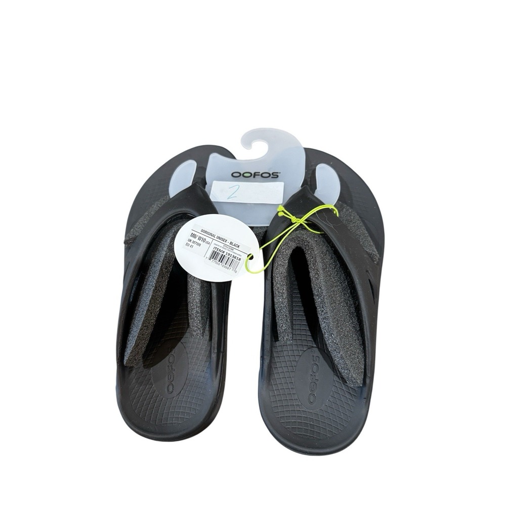 OOfos Original‎ Thong Black Unisex Mens 8 Women's 10 Comfort New !